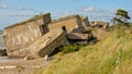 Remains of bombed sovjet bunkers on the coast of the Baltic sea at Karosta Royalty Free Stock Photo