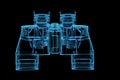 Rrendered blue xray transparent binoculars