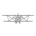 Rretro airplane illustration. Biplane. Royalty Free Stock Photo