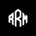 RRM letter logo design with polygon shape. RRM polygon and cube shape logo design. RRM hexagon vector logo template white and Royalty Free Stock Photo