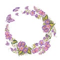 Floral round frame