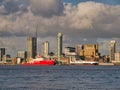 The RRS Sir David Attenborough moored at Liverpool`s historic UNESCO listed waterfront Royalty Free Stock Photo