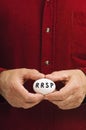 RRSP on egg held by man Royalty Free Stock Photo