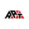 RRT triangle letter logo design with triangle shape. RRT triangle logo design monogram. RRT triangle vector logo template with red Royalty Free Stock Photo