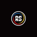 RS monogram logo isolated on circle shape with 3 slash colors rounded Royalty Free Stock Photo