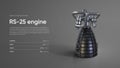 RS-25 Rocket engine 3D illustration poster