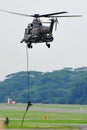 RSAF Guards repelling from Super Puma helicopter