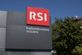 RSI Radiotelevisione Svizzera Italiana Logo at the building in Comano