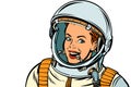 Rsmiling woman astronaut. Isolate on white background