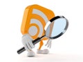 RSS character looking through magnifying glass Royalty Free Stock Photo