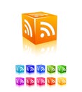 Rss cube icon set