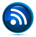 RSS Feed icon elegant blue round button illustration Royalty Free Stock Photo