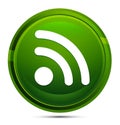 RSS Feed icon glassy green round button illustration Royalty Free Stock Photo