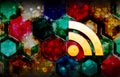 RSS Feed icon abstract 3d colorful hexagon isometric design illustration background Royalty Free Stock Photo