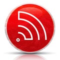 RSS Feed icon metallic grunge abstract red round button illustration