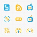 RSS feed symbols on White Background. Royalty Free Stock Photo