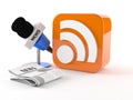 RSS icon with microphone news Royalty Free Stock Photo