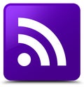 RSS icon purple square button Royalty Free Stock Photo
