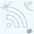 RSS line sketch icon isolated on white background. Radio signal. RSS feed symbol. Vector Illustration. Royalty Free Stock Photo