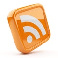 RSS orange symbol 3D. Icon on white background Royalty Free Stock Photo