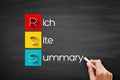 RSS - Rich Site Summary acronym, internet concept background on blackboard