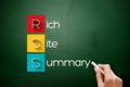 RSS - Rich Site Summary acronym, internet concept