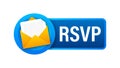 RSVP button icon showing mail envelope and confirmation Royalty Free Stock Photo
