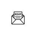 RSVP icon envelope date stamp vector invitation. rsvp message envelope