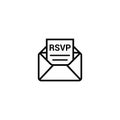 RSVP icon envelope date stamp vector invitation. rsvp message envelope