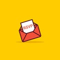 RSVP icon envelope date stamp vector invitation. rsvp message envelope