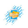 RSVP icon with mobile mail, vector
