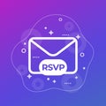 RSVP icon, please respond letter vector