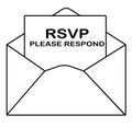 RSVP icon on white background. flat style. please respond letter in envelop icon for your web site design, logo, app, UI. answer
