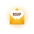 RSVP mail icon. Please respond to mail linear sign. Vector stock illustration.