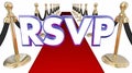 RSVP Reserve Reservation Word Acronym Red Carpet Event