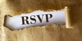 RSVP word on brown torn paper texture