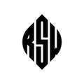 RSW circle letter logo design with circle and ellipse shape. RSW ellipse letters with typographic style. The three initials form a