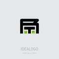 RT - monogram or logotype. R and T - logo for a high-tech or scientific startup. Design element or icon