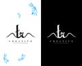 Tr, rt creative handwriting letter, initial logo vector design on white and black background