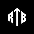 RTB letter logo design with polygon shape. RTB polygon and cube shape logo design. RTB hexagon vector logo template white and Royalty Free Stock Photo