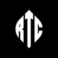 RTC circle letter logo design with circle and ellipse shape. RTC ellipse letters with typographic style. The three initials form a Royalty Free Stock Photo