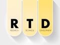 RTD - Research Technical Development acronym, technology concept Royalty Free Stock Photo