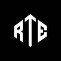 RTE letter logo design with polygon shape. RTE polygon and cube shape logo design. RTE hexagon vector logo template white and Royalty Free Stock Photo