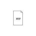 Rtf format document line icon, outline sign, linear style pictogram isolated on white. File formats symbol, logo illustrati