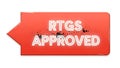Rtgs approved arrow sign red isolated with splatter effect graphic element Royalty Free Stock Photo