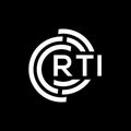 RTI letter logo design. RTI monogram initials letter logo concept. RTI letter design in black background