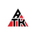 RTK triangle letter logo design with triangle shape. RTK triangle logo design monogram. RTK triangle vector logo template with red
