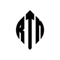 RTM circle letter logo design with circle and ellipse shape. RTM ellipse letters with typographic style. The three initials form a Royalty Free Stock Photo