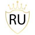 RU Letter Logo Design With Simple style