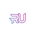 RU letters logo design, vector outline